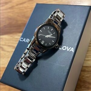 Caravelle by Bulova Silver and Black Women’s Watch with Box